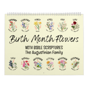 Calendrier 2026 FLEURS DU MOIS DE NAISSANCE PERSONNALISÉES Ph