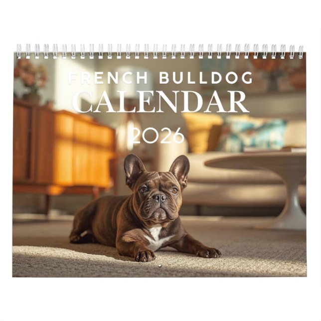 Calendrier 2026 French Bulldog Calendar | 12 Months (Protection)