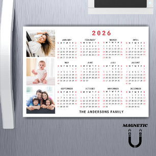 Calendrier 2026 Magnet Collage Photo Nom Personnal