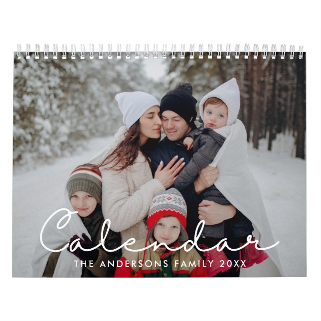 Calendrier 2026 Minimalist Script Custom Photo (Protection)