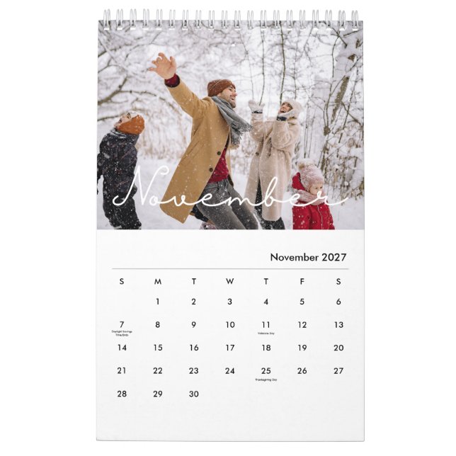 Calendrier 2026 Minimalist Script Custom Photo (Nov 2027)