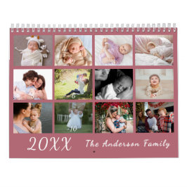 Calendrier 2026 Modern Family Photo Calendar – Pink