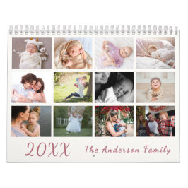 Calendrier 2026 Modern Family Photo Calendar – Pink & white