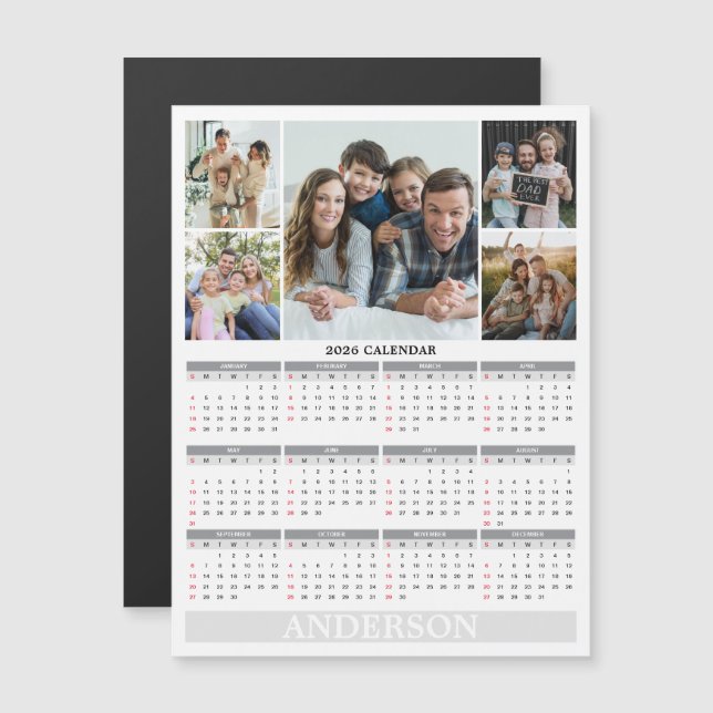 Calendrier 2026 - Photos de famille Carte à puce (Devant / Derrière)