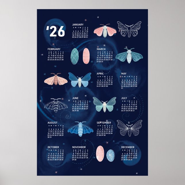 Calendrier 2026 Poster Moth Galaxy Soie (Devant)