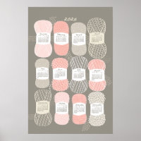 Calendrier 2026 Poster Tricot Beige et Rose