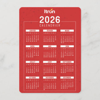 Calendrier 2026 Rouge Français Begleitkarte
