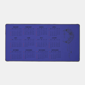 Calendrier 2026 sur tapis de bureau - Lune céleste