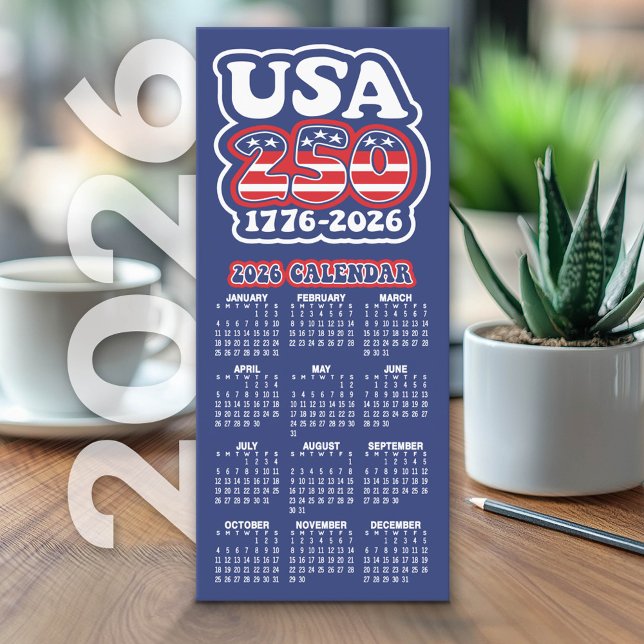 Calendrier 2026 USA 250 Amérique 1776-2026 Carte (2026 Calendar on Cardstock - Simple, Minimal Design USA 250)
