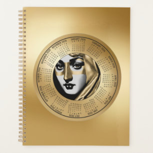 Calendrier 2026 Visage de Femme en Noir et Or