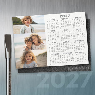 Calendrier 2027 - 3 Photos - Magnet Basic Grey Bla