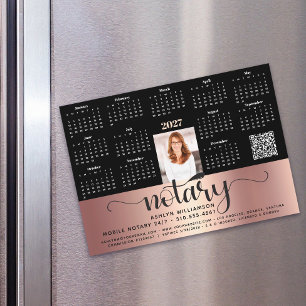 Calendrier 2027 Notaire Rose Noir Code QR Magnet