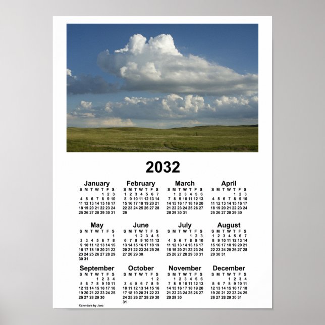 Calendrier 2032 Nebraska Sandhills par Janz Poster (Devant)