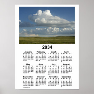 Calendrier 2034 Nebraska Sandhills par Janz Poster