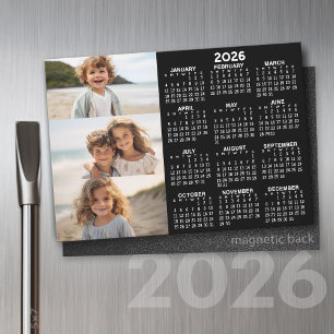 Calendrier - 3 Photos - Magnet noir blanc de base