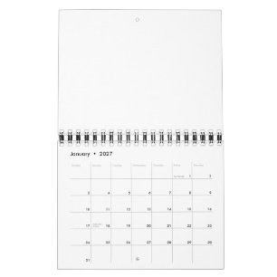 Calendrier 5,5" x 7" Deux pages Petit Noir