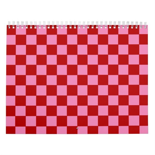 Calendrier à damiers rouge et rose chaud (Protection)