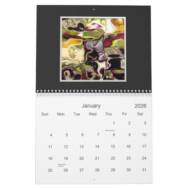 Calendrier abstrait 2012 de collection d'ArtSylvia (Jan 2026)