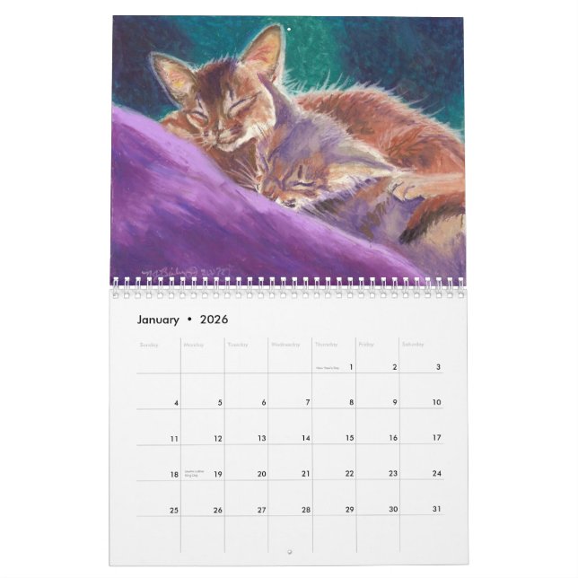 Calendrier abyssinien et somalien des chats 2015 (Jan 2026)