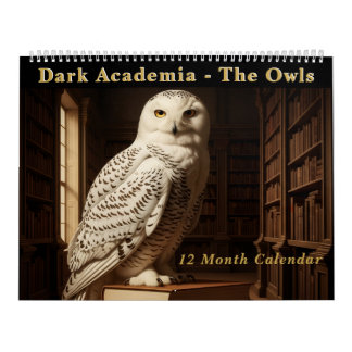 Calendrier Academia Sombre Portraits de Hibou à l'Huile Vinta