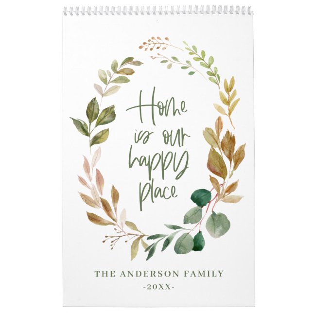 Calendrier Accueil est notre heureux endroit aquarelle feuill (Protection)