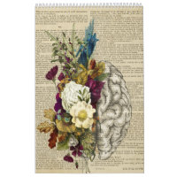 affiche d'anatomie du cerveau floral médical
