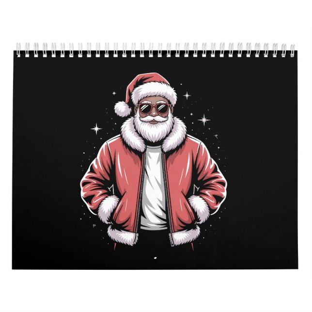 Calendrier African American Santa Christmas Pajama Cool Black (Protection)