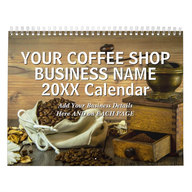 Calendrier Ajouter Votre Boutique De Café Nom D'Entreprise Dé (Protection)