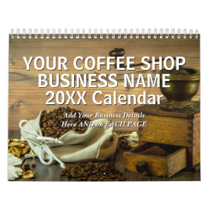 Calendrier Ajouter Votre Boutique De Café Nom D'Entreprise Dé