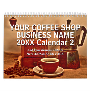 Calendrier Ajouter Votre Boutique De Café Nom D'Entreprise Dé