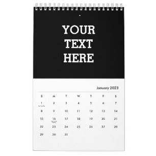 Calendrier Ajouter votre propre texte personnalisé ici noir e