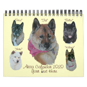 Calendrier akita chien portrait art japonais américain art 20