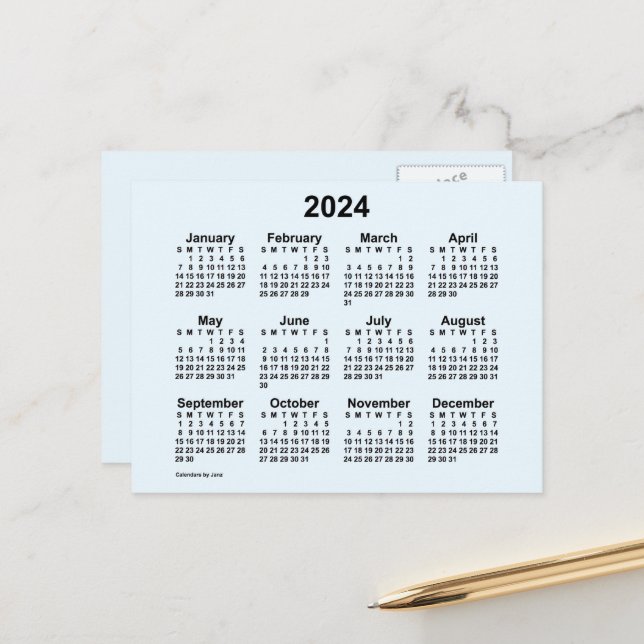 Calendrier Alice Bleu 2024 par Janz Carte postale (Devant/Arrière en situation)