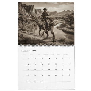Calendrier Alien Cowboy Dinosaures du Far West Étr