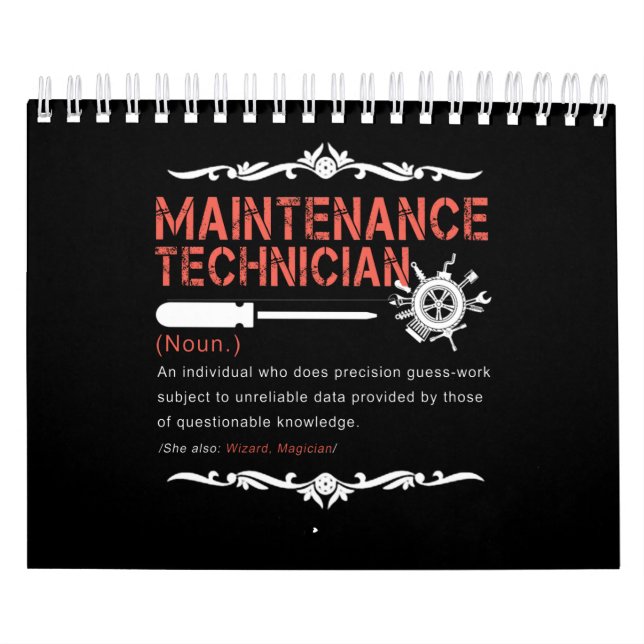 Calendrier Amateurs mécaniques |Définition du technicien de m (Protection)