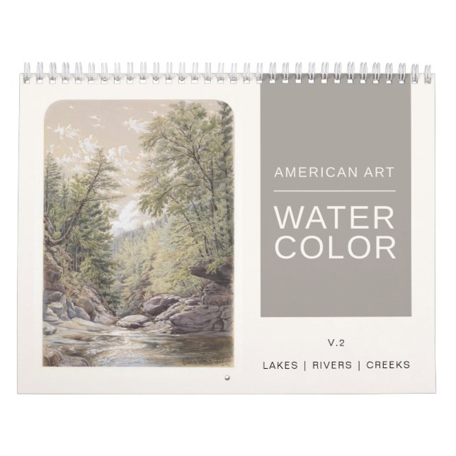 Calendrier American Fine Art Watercolor Lakes Rivers Creevers (Protection)