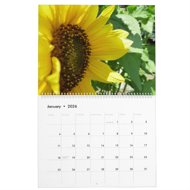 Calendrier Amour de tournesol (Jan 2026)