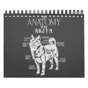 Calendrier Amoureux des chiens Akita Cool Akita Anatomy Clos