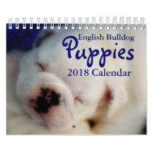 Calendrier anglais des chiots 2018 de bouledogue