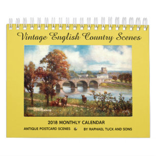 Calendrier anglais vintage des scènes 2018 de pays