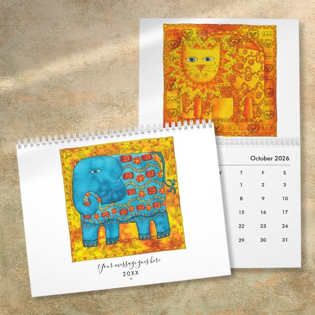 Calendrier Animaux à motifs Aquarelle Art (Patterned Animals Watercolour Art Calendar)