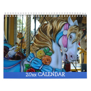 Calendrier Animaux carrousels, Chat Horse Grenouille coq