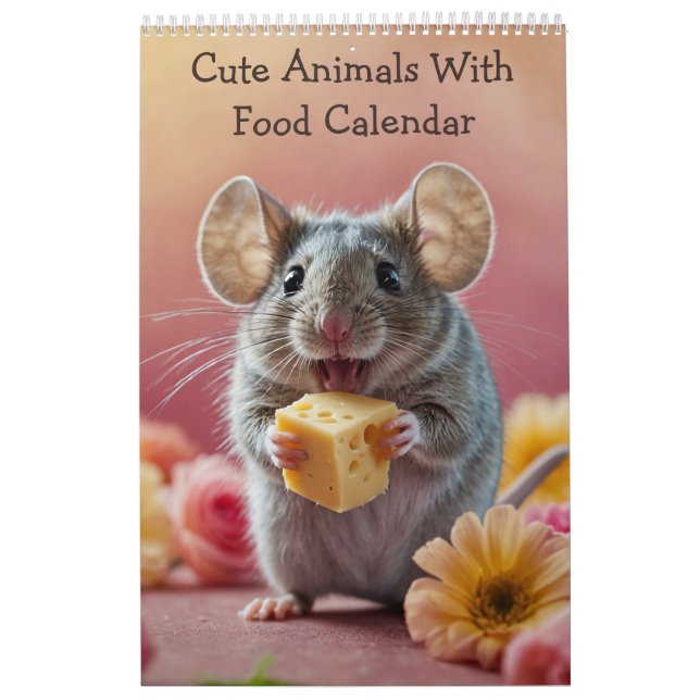 Calendrier Animaux mignons Avec Nourriture 2025 (Protection)