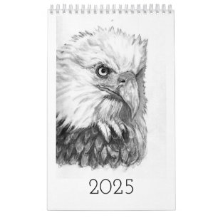 Calendrier Animaux tracés à la main monochrome