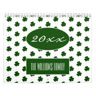 Calendrier année personnalisée Irlandais Shamrock Motif moder