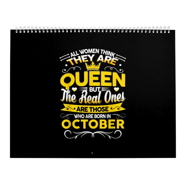 Calendrier Anniversaire Octobre Cadeau | Né En Octobre Reine (Protection)