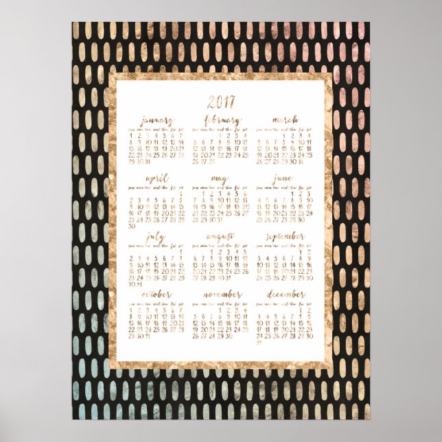 Calendrier annuel 2017 Affiche Noir 45x60 cm (Devant)