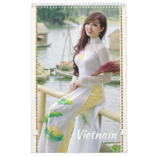 Calendrier Ao Dai Viêt Nam traditionnel