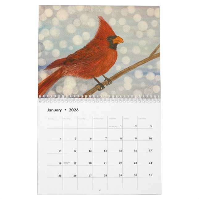 Calendrier Aquarelle de conception saisonnière (Jan 2026)