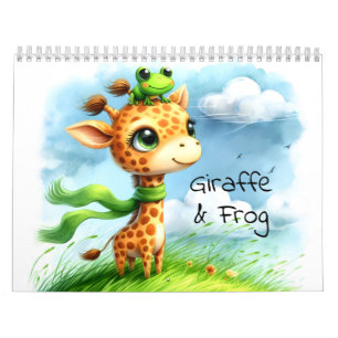 Calendrier Aquarelle des enfants girafes et grenouilles illus